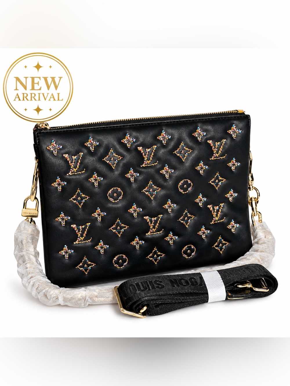 🖤 Black Monogram Crystal Crossbody / Messenger Bag 🖤